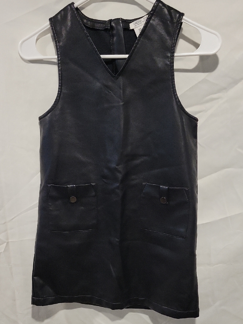 Rachel Zoe Black Faux Leather V-Neck Top